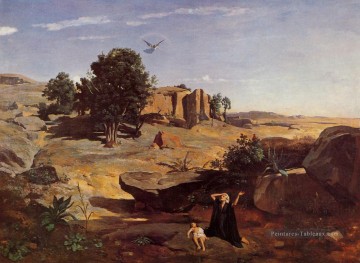 Hagar dans le désert plein air romantisme Jean Baptiste Camille Corot Peinture à l'huile